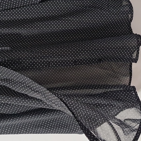 GEORGE long sleeve sheer black polka dot longsleeves blouse button down XL - Picture 5 of 8